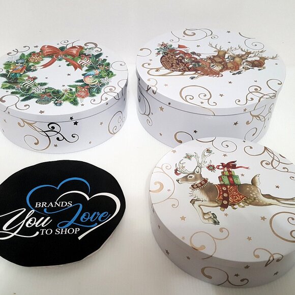 NEW Williams Sonoma Set of 3 Twas the Night Before Christmas Nesting Cookie Tins - Picture 2 of 8